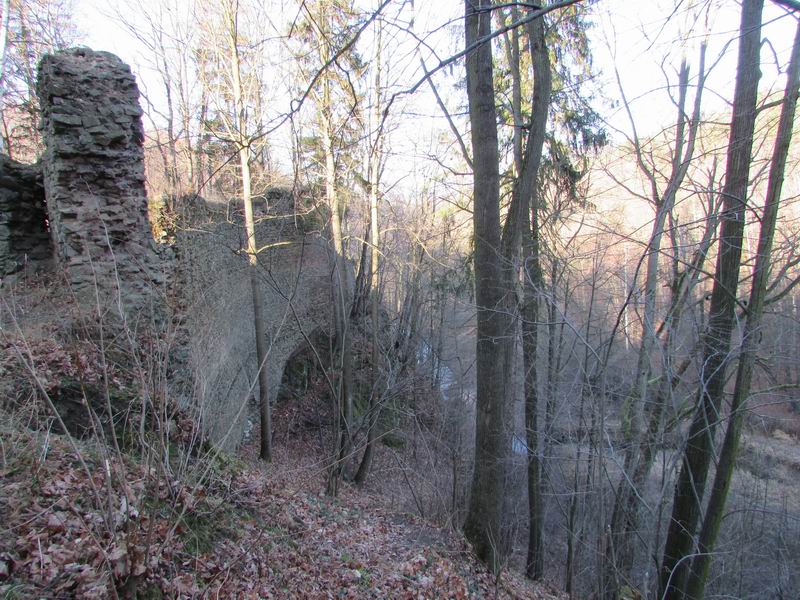 Zamek Cieszów - zamek Cisy Pozostałości murów